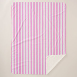 Pink and white candy stripes sherpa blanket