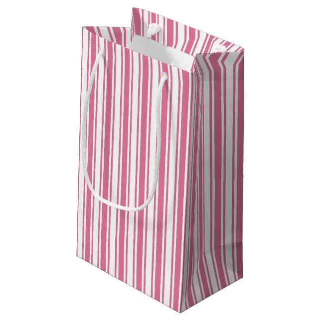 Pink and white candy stripes small gift bag (Back Angled)