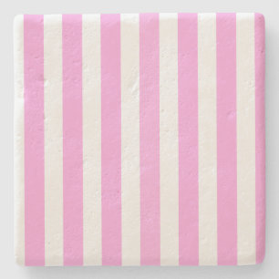 Pink and white candy stripes stone coaster