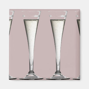 Pink and White Champagne Glass Flutes Magnet