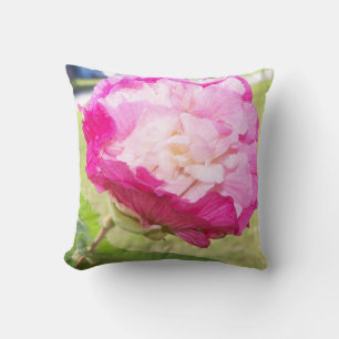 pink and white changeable hibiscus bloom cushion