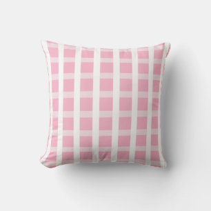 Pink and White Checked Pillow