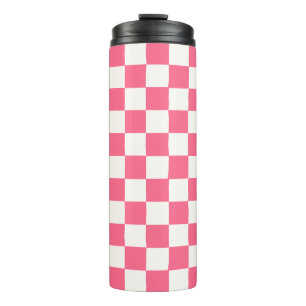 Pink and White Checkered Pattern  Thermal Tumbler