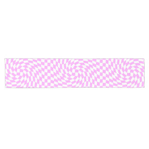 Pink and White Checks Chequered Chic Pattern  Short Table Runner