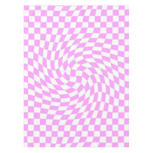 Pink and White Checks Chequered Chic Pattern Tablecloth