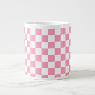 Pink and White Chequerboard Pattern Large Coffee Mug