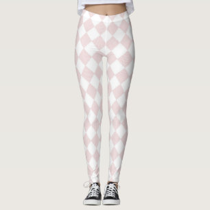 Pink and white chequered pattern leggings