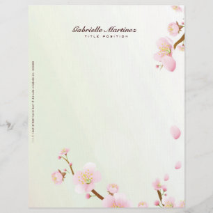 Pink And White Cherry Blossom Design Personalised Letterhead