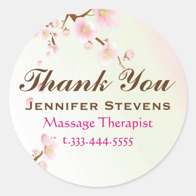 Pink And White Cherry Blossom Natural Spa Classic Round Sticker (Front)