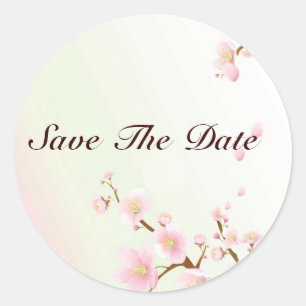 Pink And White Cherry Blossom Nature Design Classic Round Sticker