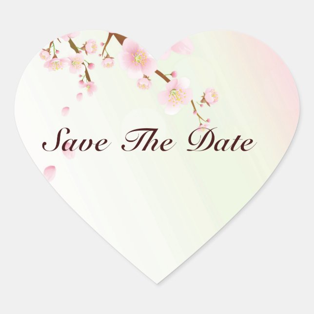 Pink And White Cherry Blossom Nature Design Heart Sticker (Front)