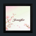 Pink And White Cherry Blossom Nature Monogram Gift Box<br><div class="desc">Pastel soft tones of pink and white cherry blossom nature design with customisable and optional monogram.</div>