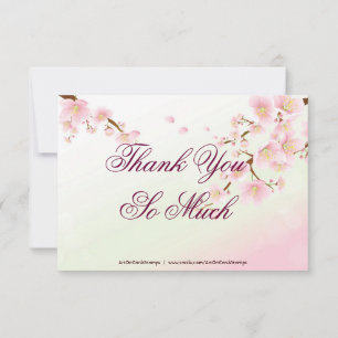 Pink And White Cherry Blossom Thank You Card