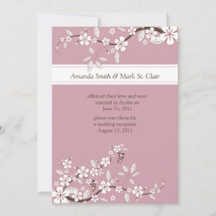 Pink and White Cherry Blossoms Post Wedding Invitation