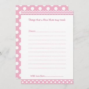 Pink and White Chevron Advice List for New Moms Invitation