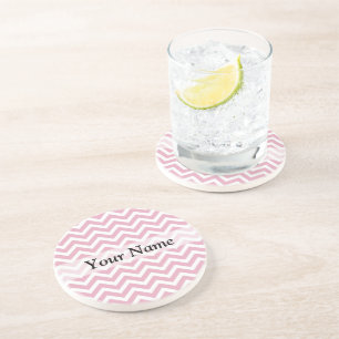Pink and white chevron coaster