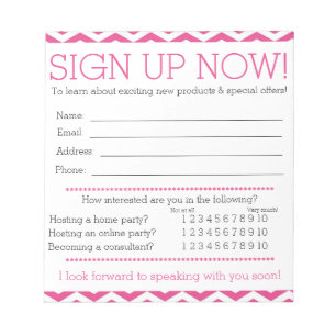Pink and White Chevron Contact Information Form Notepad