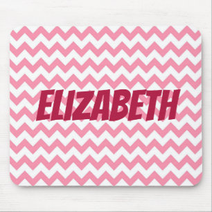 Pink and White Chevron Mouse Mat