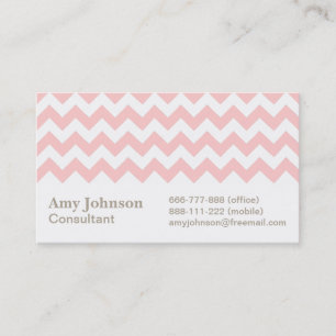Pink and White Chevron Pattern Business Card