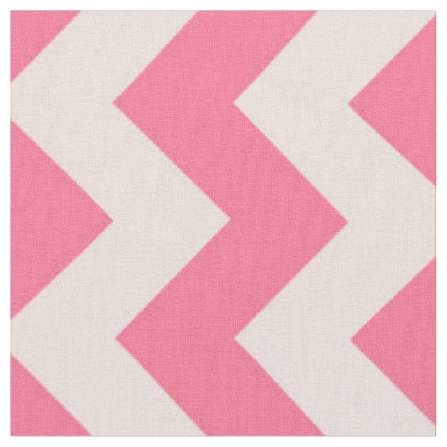 Pink and White Chevron Stripe Fabric (Close Up)
