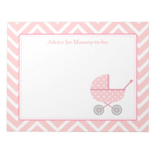 Pink and White Chevron Stroller Mummy to be Notepad