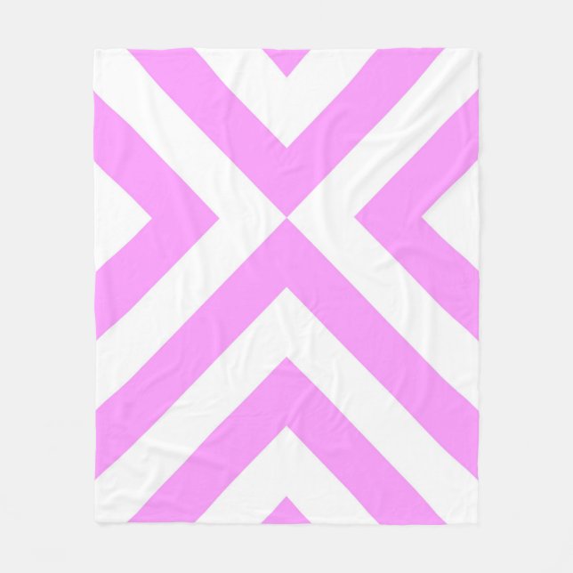 Pink and White Chevrons Fleece Blanket (Front)