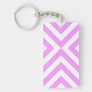 Pink and White Chevrons Key Ring