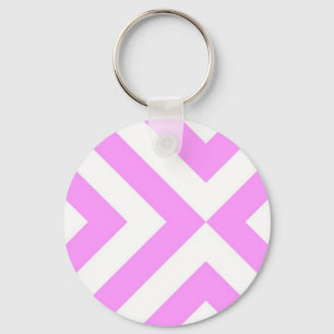 Pink and White Chevrons Keychain