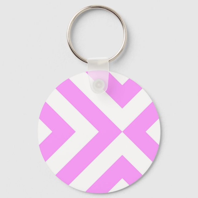 Pink and White Chevrons Keychain (Front)