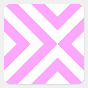 Pink and White Chevrons Square Sticker