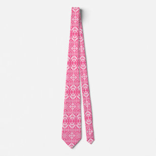 Pink and White Christmas Fair Isle Pattern Tie