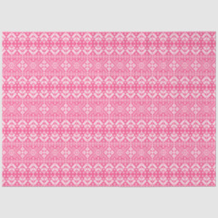 Pink and White Christmas Fair Isle Pattern Tissue Paper