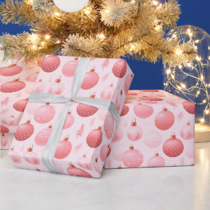 Pink and White Christmas Ornaments Christmas Wrapping Paper