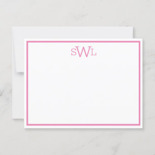 pink and white classic minimalist flat note card