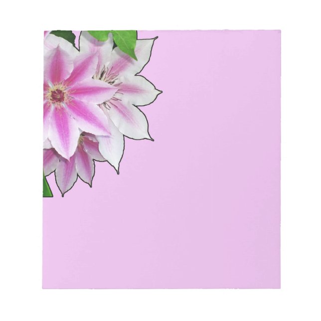 Pink and White Clematis Flowers Notepad (Front)