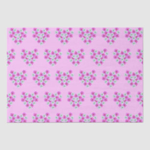Pink and White Cosmos Flower Hearts Tissue Paper