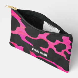 Pink and White Cow Pattern Accessory Pouch
