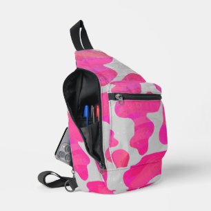 Pink and White Cow Print Sling Bag