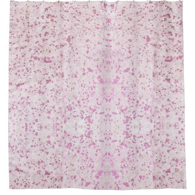 Pink and White Cowhide Country Western Shower Curtain (Front)