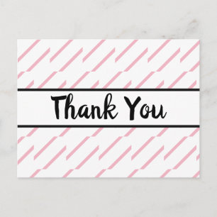 Pink and White Crisp and Classic Thank You Postcard