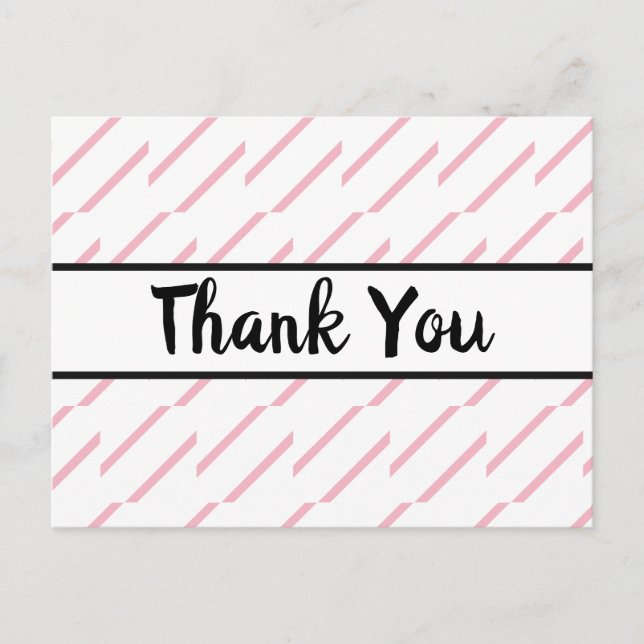 Pink and White Crisp and Classic Thank You Postcard (Front)