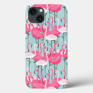 Pink And White Crowd Of Flamingos iPhone 13 Case