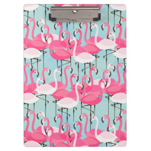 Pink And White Crowd Of Flamingos Clipboard