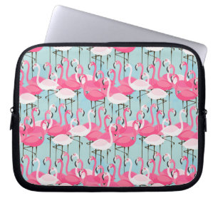 Pink And White Crowd Of Flamingos Laptop Sleeve