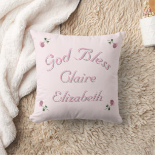 Pink and White Customizable Nursery  Cushion