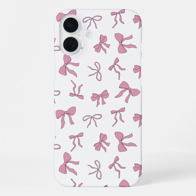 Pink and White Cute Bows iPhone Case (Back)