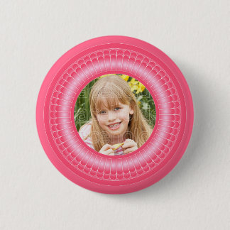 Pink and white cute frame template 6 cm round badge