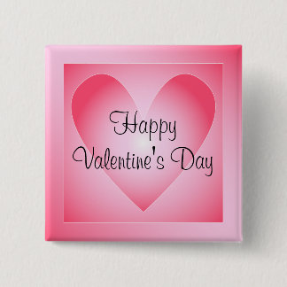 Pink and white cute heart 15 cm square badge