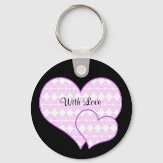 Pink and white cute hearts key ring