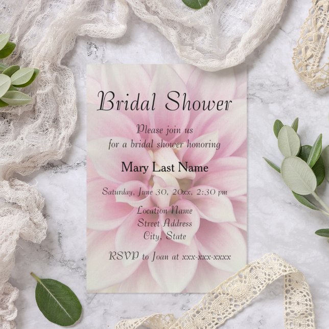 Pink and White Dahlia Floral Bridal Shower Invitation (In Situ Wedding)
